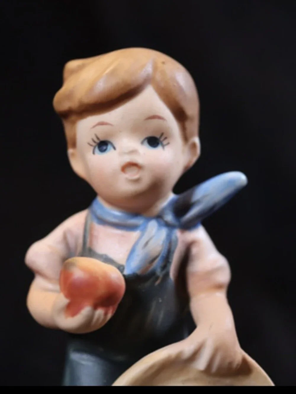 Vintage Napco Little Farm Boy Figurine with his Apple & Hat Figurine Japan